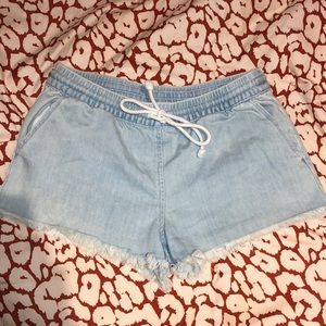 american eagle aerie soft denim shorts with tie